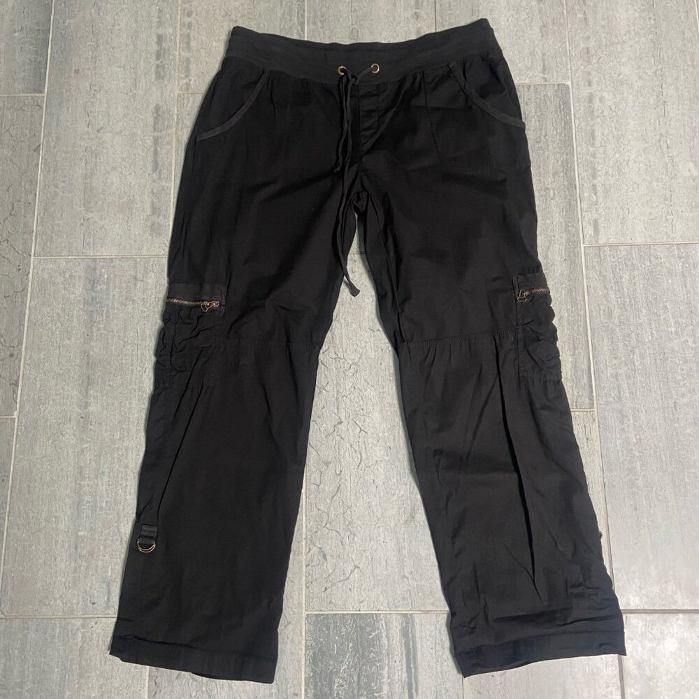 XCVI Cargo Drawstring Cotton Pants Black Size Large